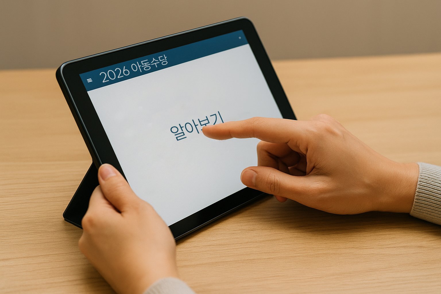 노트북으로 복지 서비스를 신청하는 부모